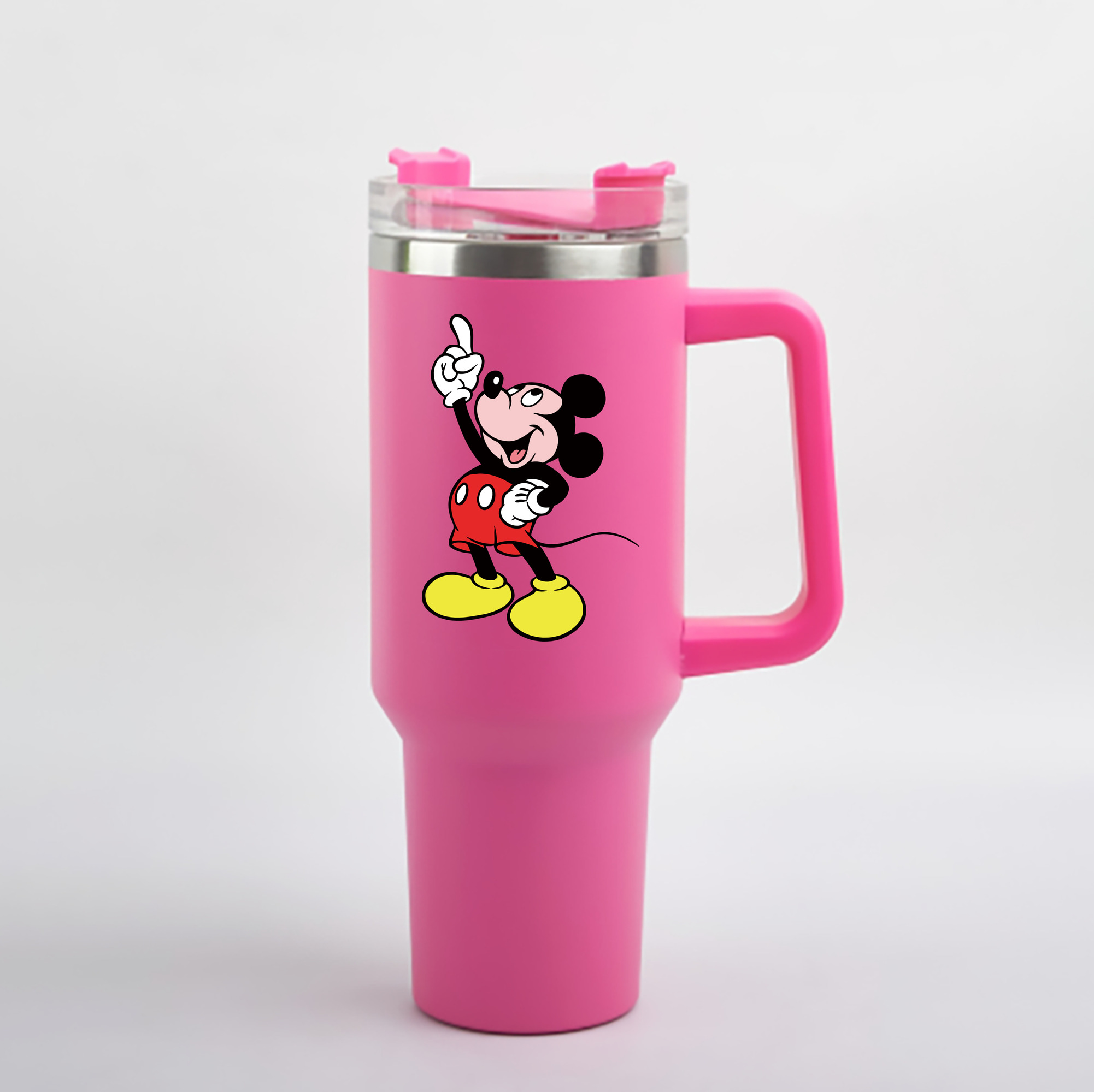 （画像用） ミッキーマウス Mickey Mouse 1200mL車用タンブラー - クリスタルステッカー（プラスチックストロー付き）